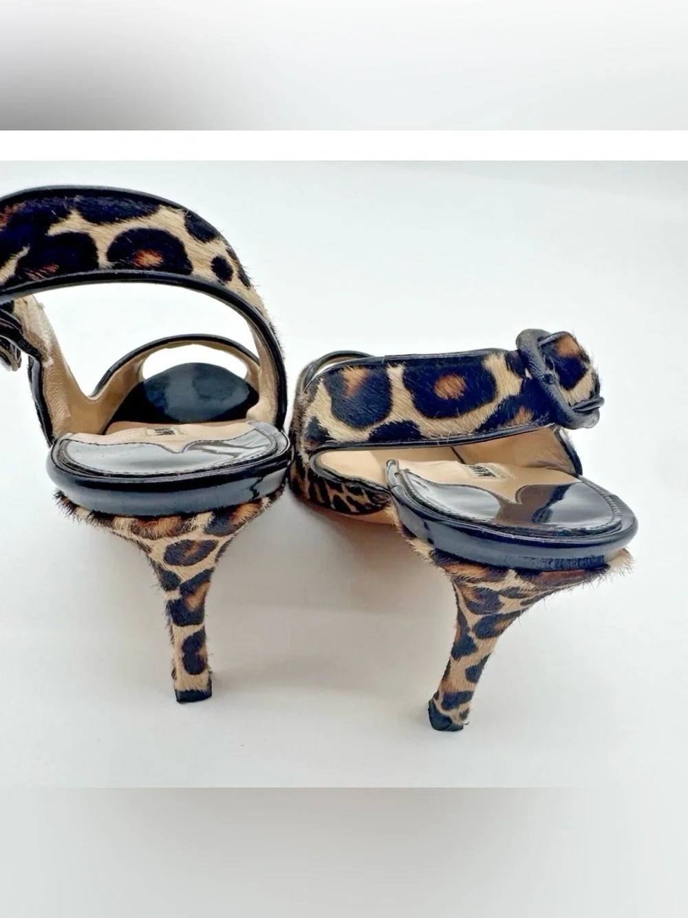 Manolo Blahnik Leopard Print Slingback Peep-Toe Pumps 6.5